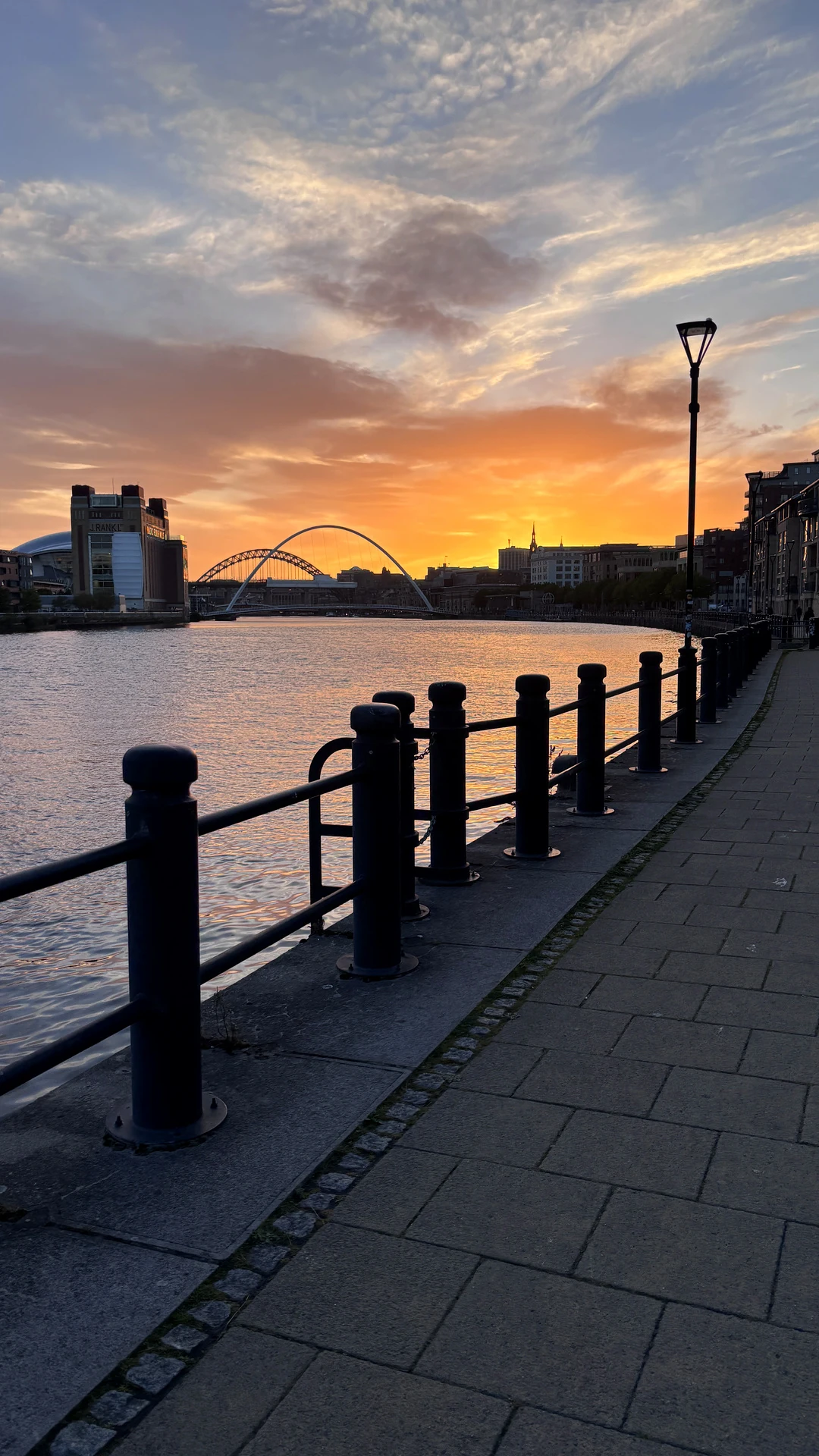 Newcastle Quayside photographed at golden hour